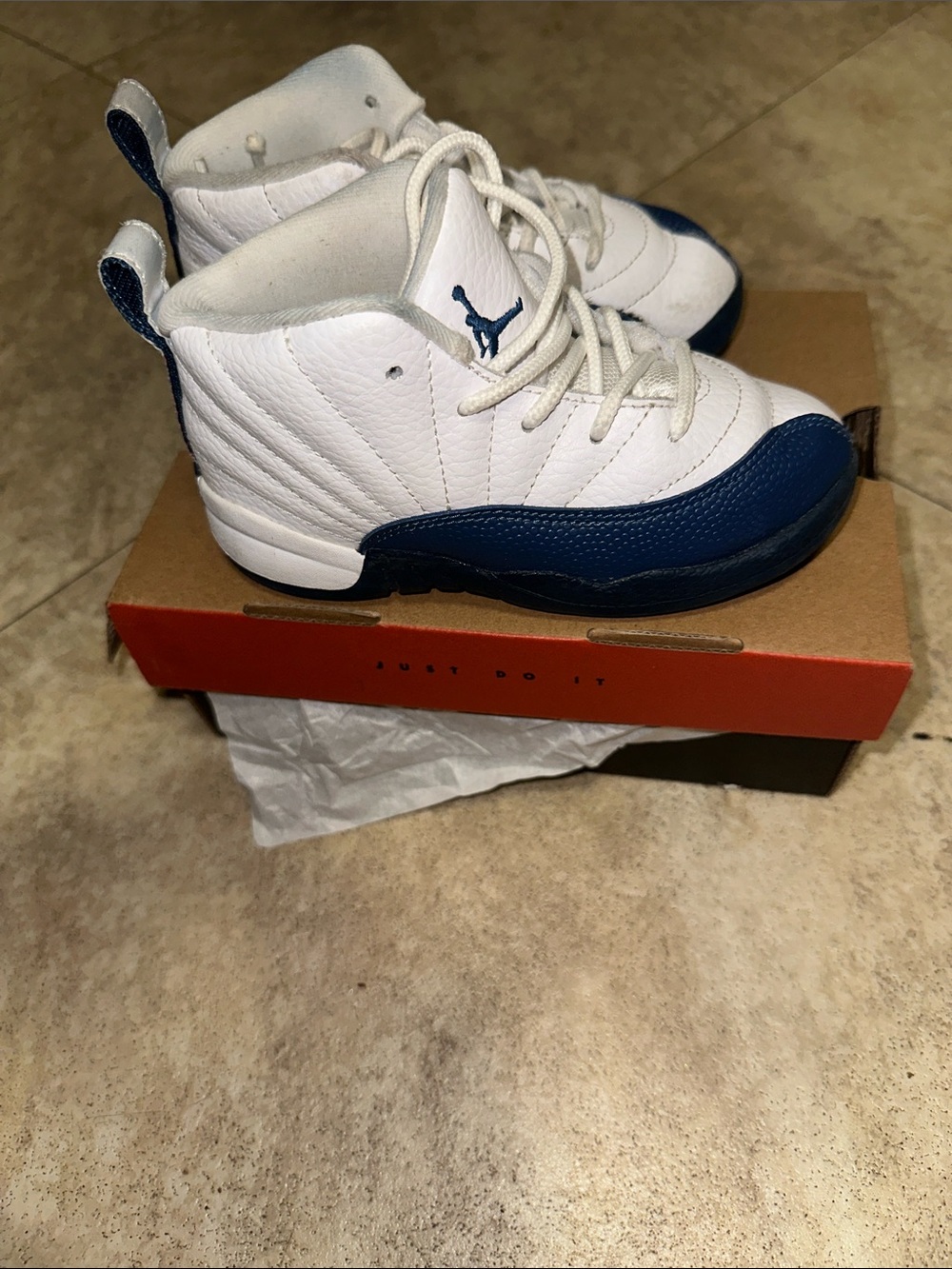 Jordan Kids' White and Navy High-Top Sneakers